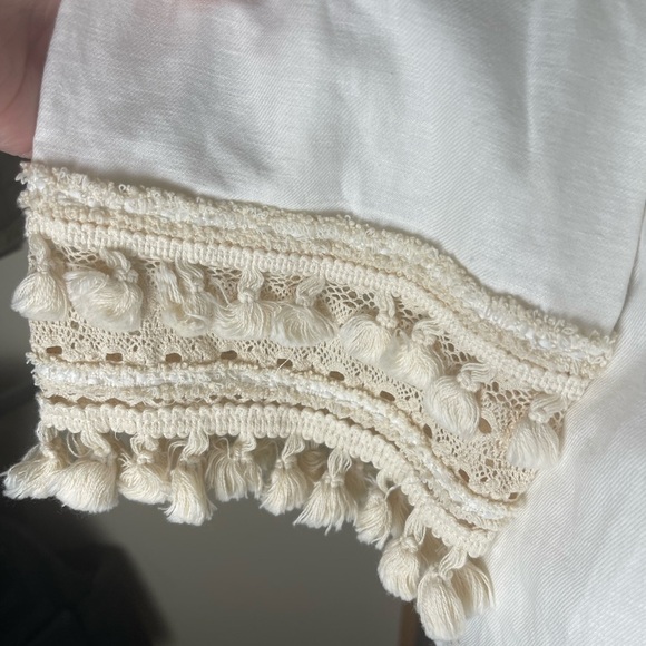 Chico's 3/4 Sleeve Linen Blend Utility Jacket Blazer Alabaster Boho Size 8 - Picture 3 of 13